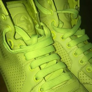 Highlighter green Gucci high top sneakers
